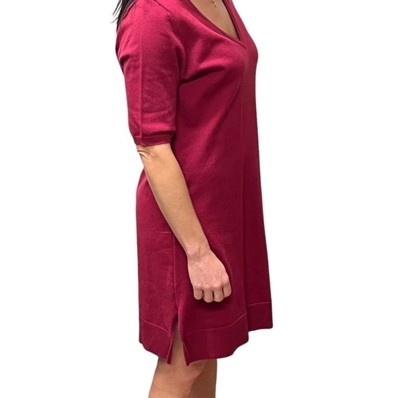 LULUS V-neck elbow sleeve magenta flared sweater dress transitional size medium. - Picture 4 of 8